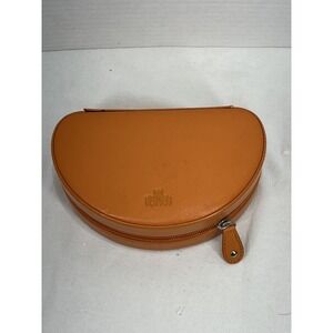 Rowallan Alice Large Half Moon Travel Jewelry Keep Case Orange Leather‎